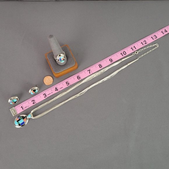 CAROLYN POLLACK 10-Strand Liquid Silver Necklace, Pendant, Earrings & Ri… - Picture 15 of 16